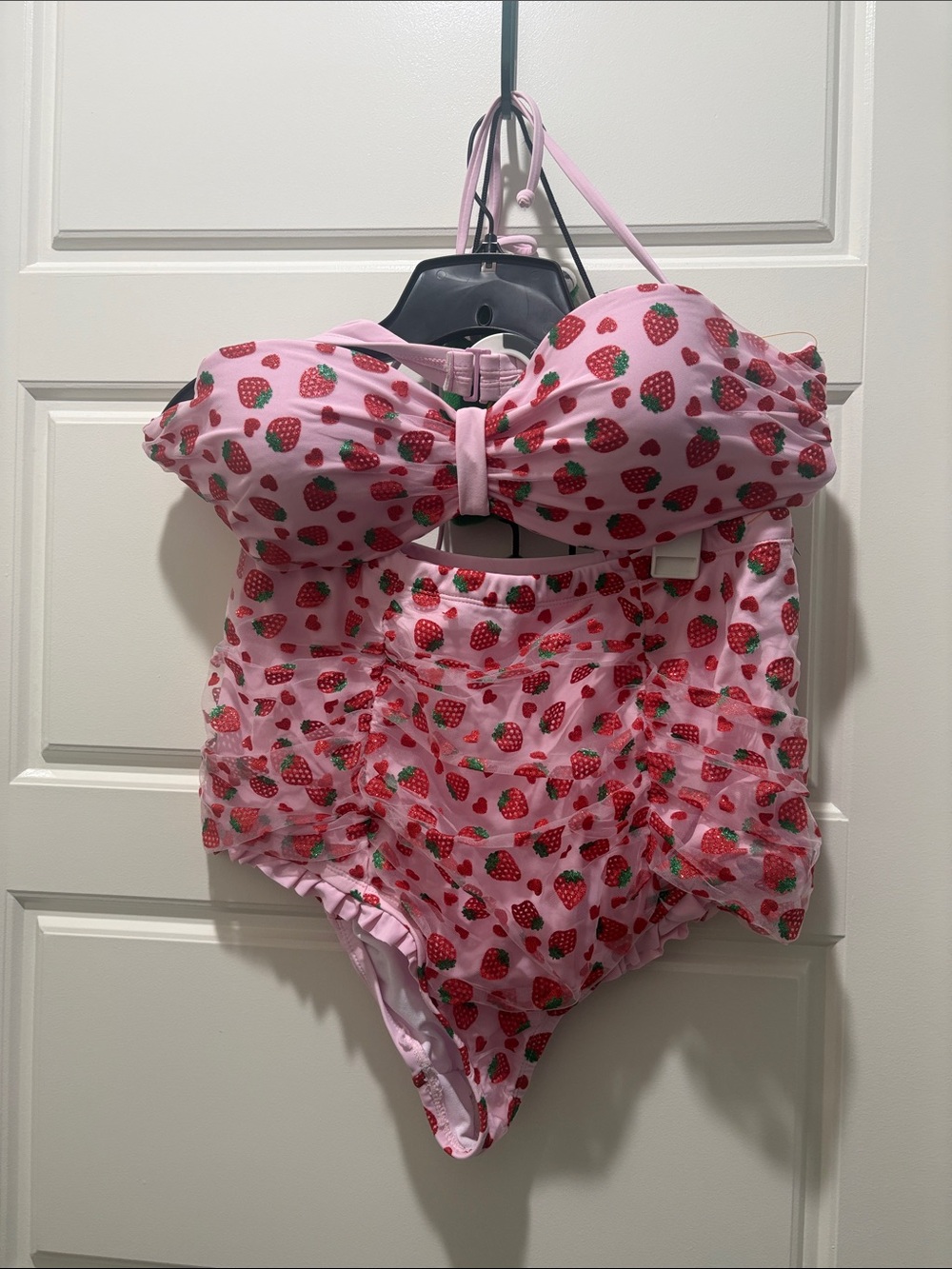 2pc Hot Topic Sequin Strawberry Heart Bikini Set
